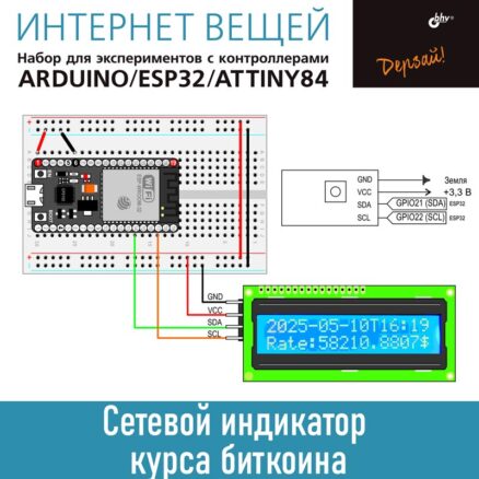 Интернет вещей. Набор для экспериментов с контроллерами Arduino UNO/ESP32/ATtiny84. Индикатор биткоина