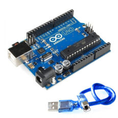 Плата Arduino UNO R3 (ATMega328P+ATMega16U2)  c кабелем USB Type A-B (с логотипом)