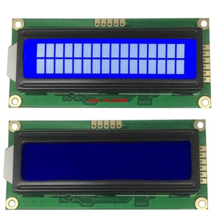 Текстовый ЖК-дисплей LCD1602 с ножками БЕЗ платы i2c (с зеленой подсветкой)