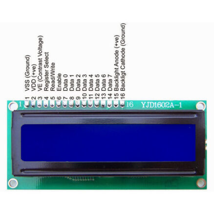 Текстовый ЖК-дисплей LCD1602 с ножками БЕЗ платы i2c (с зеленой подсветкой)