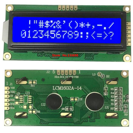 Текстовый ЖК-дисплей LCD1602 с ножками БЕЗ платы I2C